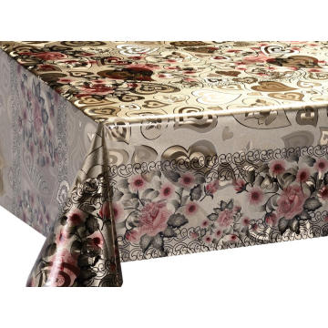 Double Face Emboss printed Gold Silver Tablecloth Rental